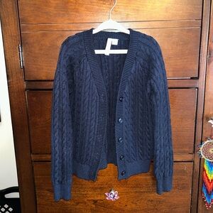 Janie and Jack Girls Blue Cable Knit Cardigan size 6